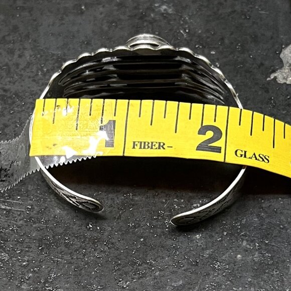 Vintage Native American Sterling Silver Turquoise Open Cuff Bracelet - Picture 8 of 9